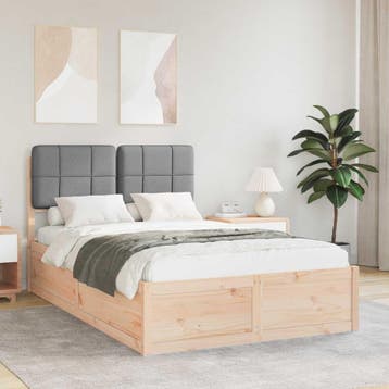 vidaXL Bedframe met Gevoerde Hoofdbord Lichtgrijs 120 x 200, Verzenden, Nieuw