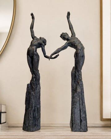 Beeldje - Man en vrouw - 53 cm (2) - Hars