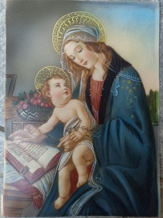 After Sandro Botticelli (XIX) - Madonna con bambino, Antiquités & Art, Art | Peinture | Classique