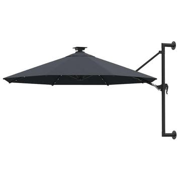 vidaXL Wandparasol met LEDs 300 cm antracietkleurig, Verzenden, Nieuw