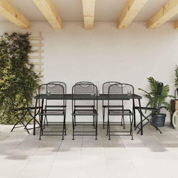 vidaXL 9-delige Tuinset metaalgaas antracietkleurig, Verzenden, Nieuw, Tuinset