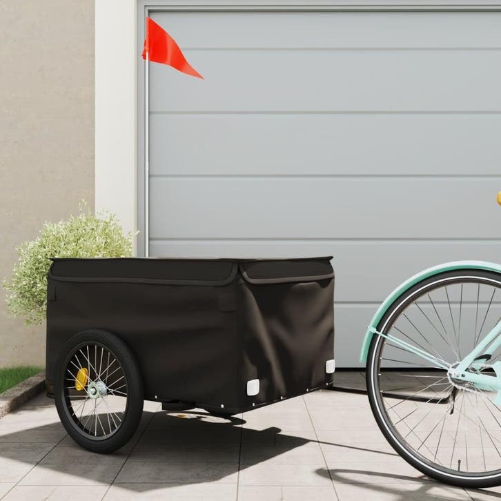 vidaXL Fietstrailer 45 kg ijzer zwart, Vélos & Vélomoteurs, Accessoires vélo | Remorques, Envoi