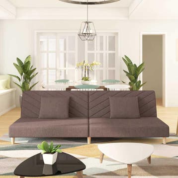 vidaXL Slaapbank / zetel 2-zits met 2 kussens stof taupe, Huis en Inrichting, Verzenden, Nieuw