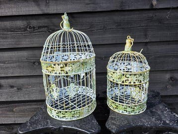 Cage à oiseaux - Métal - 2 pièces - France Lilies