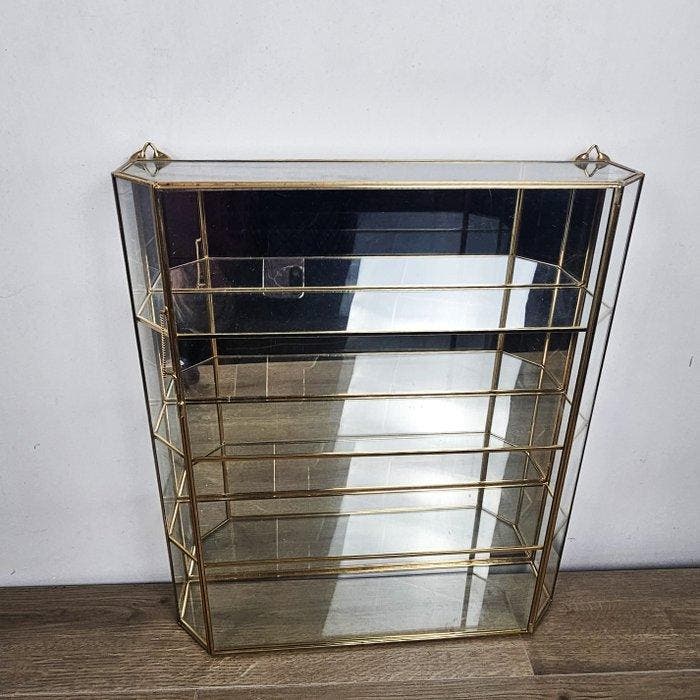 Vitrinekast - Glas, Messing, Antiquités & Art, Curiosités & Brocante
