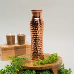 Puur Koperen Waterfles Curve Gehamerd ± 1 liter, Ophalen of Verzenden