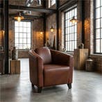 Leren fauteuil Press, Huis en Inrichting, Nieuw, Ophalen of Verzenden, Eigentijds, Klassiek, Retro, Romantisch, Vintage, 50 tot 75 cm
