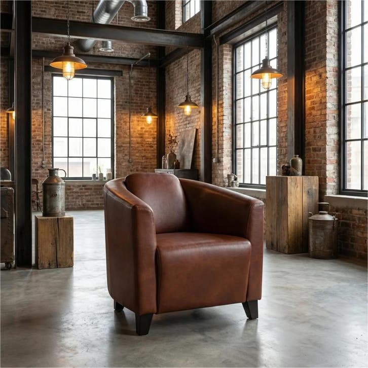 Leren fauteuil Press, Huis en Inrichting, Fauteuils, 50 tot 75 cm, 75 tot 100 cm, Nieuw, Leer, Ophalen of Verzenden