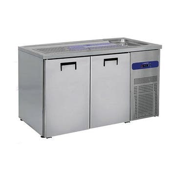 Bierkoeler RVS | 2 Deurs | Met 1 Spoelbak Rechts | 230V |, Verzenden