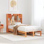 vidaXL Bed met boekenkast zonder matras grenenhout wasbruin, Verzenden, Nieuw