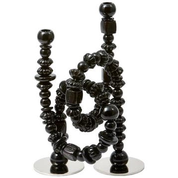 Polspotten Beads Kandelaar Zwart, Huis en Inrichting, Woonaccessoires | Kandelaars en Kaarsen, 25 tot 50 cm, Verzenden, Zwart
