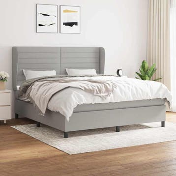 vidaXL Boxspring met matras stof lichtgrijs 160x200 cm, Verzenden