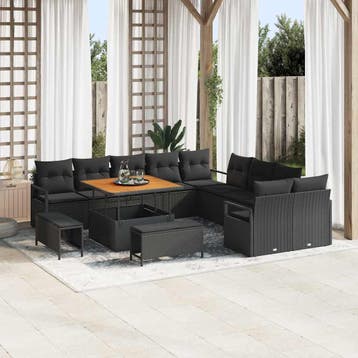 vidaXL Tuinbank Set 13 st 12-Aantal zitplaatsen Zwart, Verzenden, Nieuw