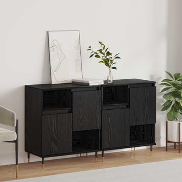 vidaXL Dressoirs 2 st Zwart eiken, Huis en Inrichting, Verzenden, Nieuw