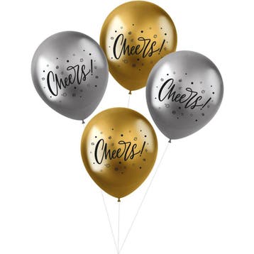 Ballonnen Cheers 33cm 4st, Verzenden, Nieuw