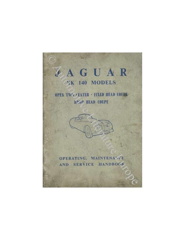 1955 JAGUAR XK 140 INSTRUCTIEBOEKJE ENGELS, Autos : Divers, Modes d'emploi & Notices d'utilisation, Enlèvement ou Envoi