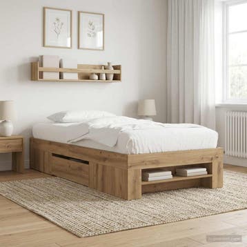 vidaXL Bedombouw met opslag Artisanaal eiken 80 x 200 cm, Verzenden, Nieuw