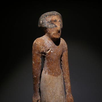 Oud-Egyptisch Hout Figuurmodel. 19,8 cm hoog. Middenrijk,