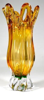 Egermann - Vaas - Kristal - Amber Green Egermann, Antiek en Kunst