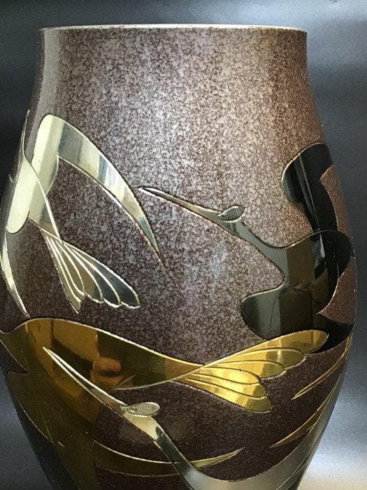 Vaas - Koper - Japan - Crane Relief (Zonder minimumprijs), Antiek en Kunst, Antiek | Overige Antiek