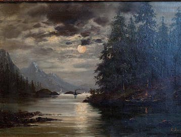 C. Lucas (XIX) - Romantische Seenlandschaft an einer