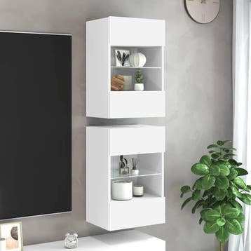 vidaXL Wandkasten met LED-verlichting voor tv 2 st, Verzenden
