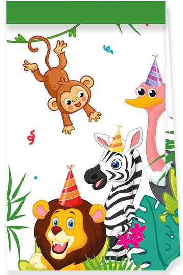 Jungle Dieren Uitdeelzakjes 4st, Verzenden, Nieuw
