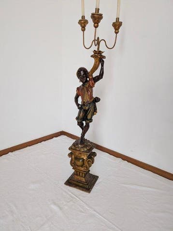 Staande lamp - Hout - Venetiaanse Moor, Antiek en Kunst