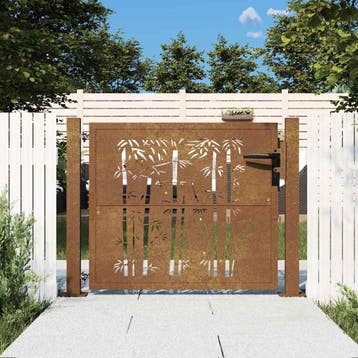 vidaXL Poort met bamboe-ontwerp 100x75 cm cortenstaal, Tuin en Terras, Tuinpoorten, Verzenden, Nieuw