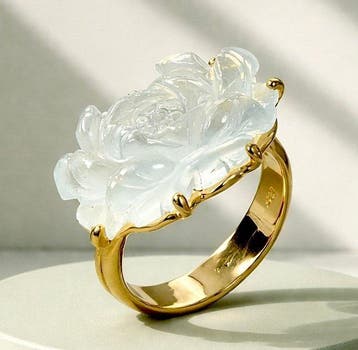 925 zilver - 23 ct gesneden aquamarijn - Ring