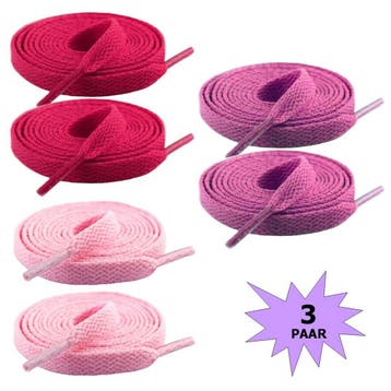 Fako Fashion - Schoenveters - Plat - 8mm - 120cm - 3 Paar -, Verzenden, Nieuw