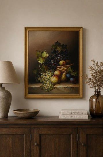 M. Gibson - Classical Fruit Still Life with Grapes and