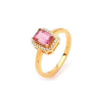 Trouwring - 14 karaat Geel goud - 1.25ct. tw. Toermalijn -