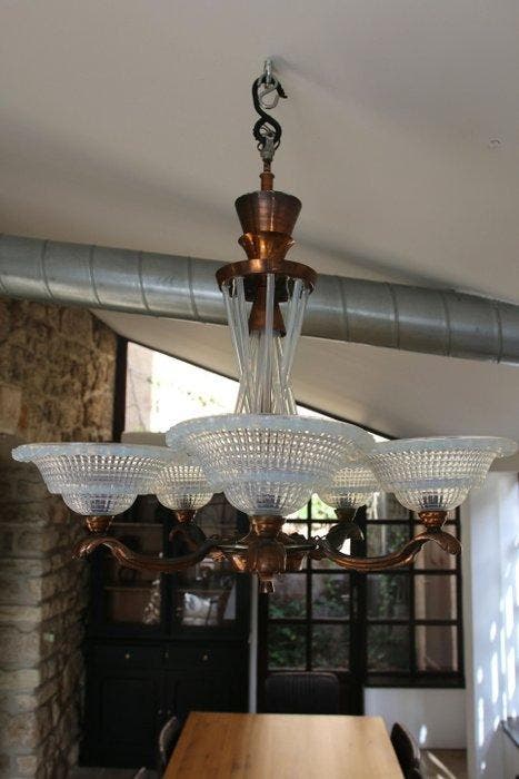 Lustre - Verre, Bronze - Ezan-Petitot, Antiek en Kunst, Kunst | Designobjecten