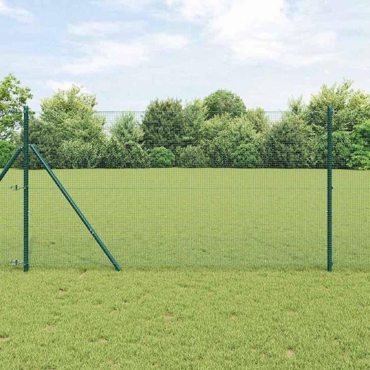 vidaXL Gelast draadhek 2500 x 140 cm Groen, Jardin & Terrasse, Clôtures de jardin, Envoi