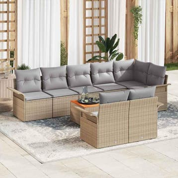 vidaXL Tuinbank Set 9 st 8-Aantal zitplaatsen Beige en, Verzenden, Nieuw