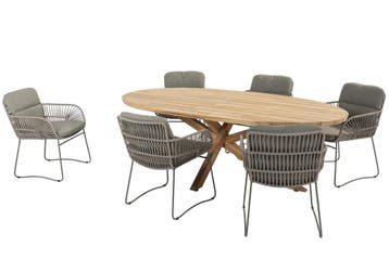4 Seasons Outdoor Murcia tuinset olijfgroen met teakhouten, Nieuw