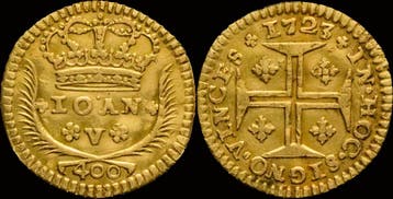 Portugal Jaoa V 480 reis 1723 goud, Timbres & Monnaies, Monnaies & Billets de banque | Accessoires, Verzenden