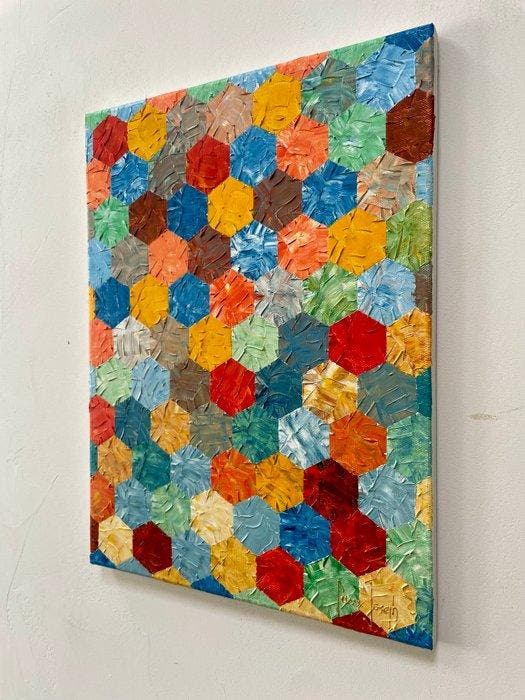 Pierre Joseph - Mosaic patchwork 7, Antiek en Kunst, Kunst | Schilderijen | Modern