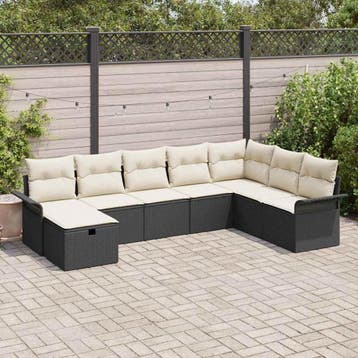 vidaXL Tuinbank Set 8 st Poly rattan, Verzenden
