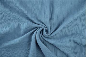 10 meter mousseline stof - staalblauw - Double gauze, 120 cm of meer, Katoen, Verzenden, Blauw