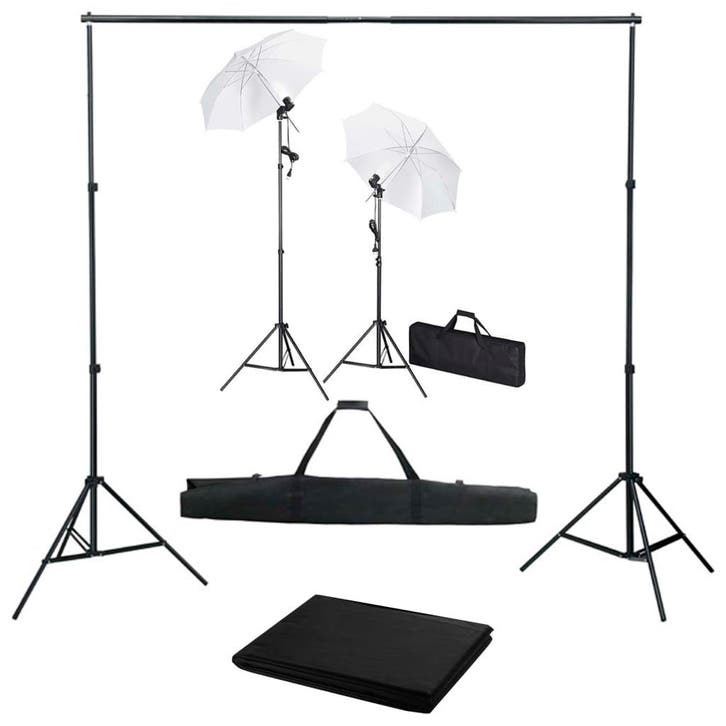 vidaXL Fotostudioset met achtergrond, lampen en paraplus, Audio, Tv en Foto, Fotografie | Fotostudio en Toebehoren, Nieuw, Verzenden