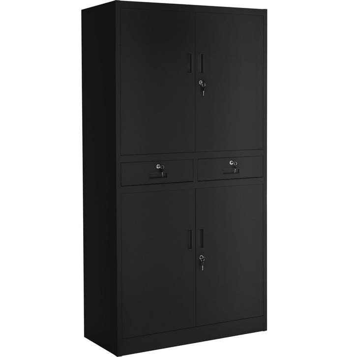 tectake Archiefkast Cosmo met 2 lades 180x80x40cm - zwart/zw, Huis en Inrichting, Kasten | Roldeurkasten en Archiefkasten, Verzenden
