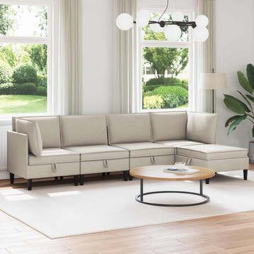 vidaXL Woonkamer Meubelset 5 st Havermout Stof, Huis en Inrichting, Verzenden, Nieuw