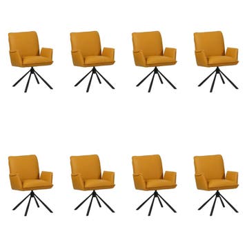 Set van 8 Leren draaibare eetkamerstoelen Elite - Toledo, Ophalen of Verzenden