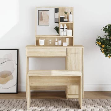 vidaXL Kaptafel met spiegel 86,5x35x136 cm sonoma, Verzenden, Nieuw