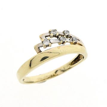 8 karaat bicolor ring met zirconia, Handtassen en Accessoires, Ringen, Gebruikt, Overige kleuren, 20 of groter, Ophalen of Verzenden