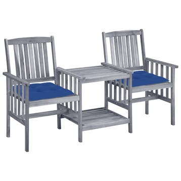 vidaXL Tuinstoelen met tafeltje en kussens massief, Verzenden, Nieuw