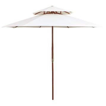 vidaXL Dubbeldekker parasol 270x270 cm houten paal crèmewit, Verzenden, Nieuw