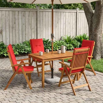 vidaXL 5-Piece Garden Dining Set Naturel Massief Acacia Hout, Verzenden, Nieuw